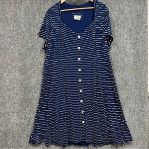 Anthropologie Navy Polka Dot Dress